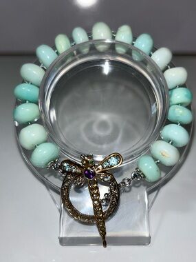 NWOT Gems En Vogue Palladium 18k Accents Gemstone Dragon Fly Toggle Bracelet